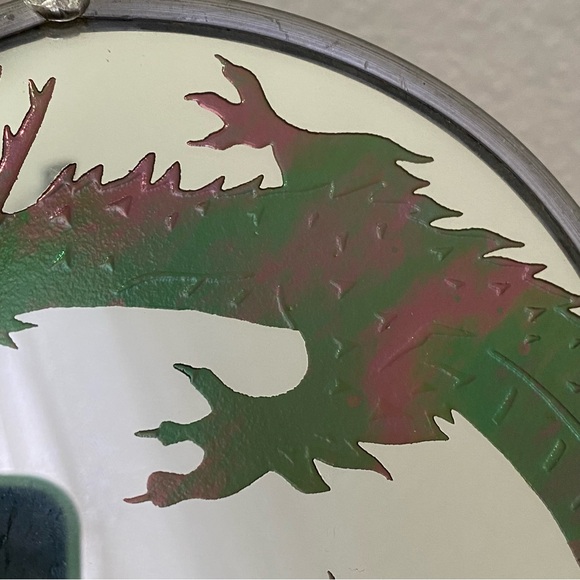 Vintage Handmade Dragon Foiled Mirrored Art Glass 6” Suncatcher Hanging Decor - Picture 8 of 12